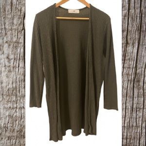 Waffle knit olive duster